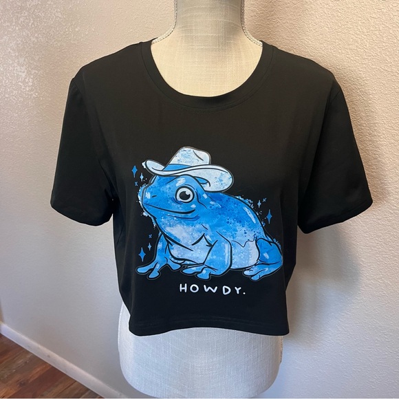 Women's Gentle Cowboy Frog Crop Top - Size Large - Picture 1 of 13